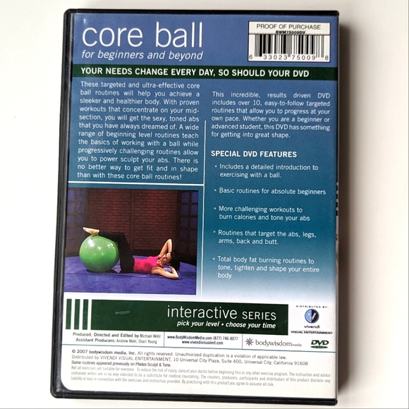 2/$15 Core Ball For Beginners & Beyond: Over 10 Routines DVD - Picture 2 of 4